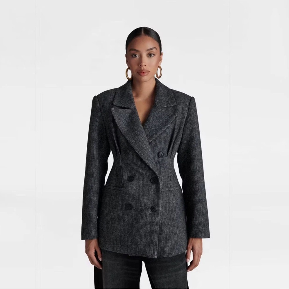 KBB Women's 'The Corset Blazer Gray Herringbone XS,S,M,L,XL,XXL,2X,4X